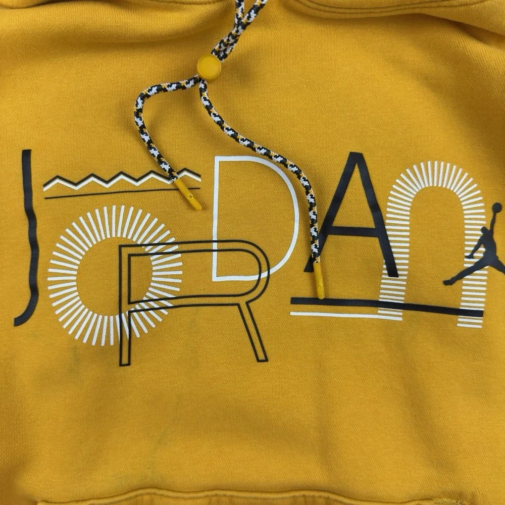 Jordan Yellow Hoodie‎ Mens S Graphic Pullover Jumpman Logo Rope Drawstring